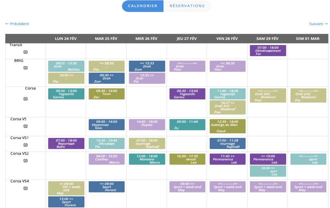 Reservatie kalender